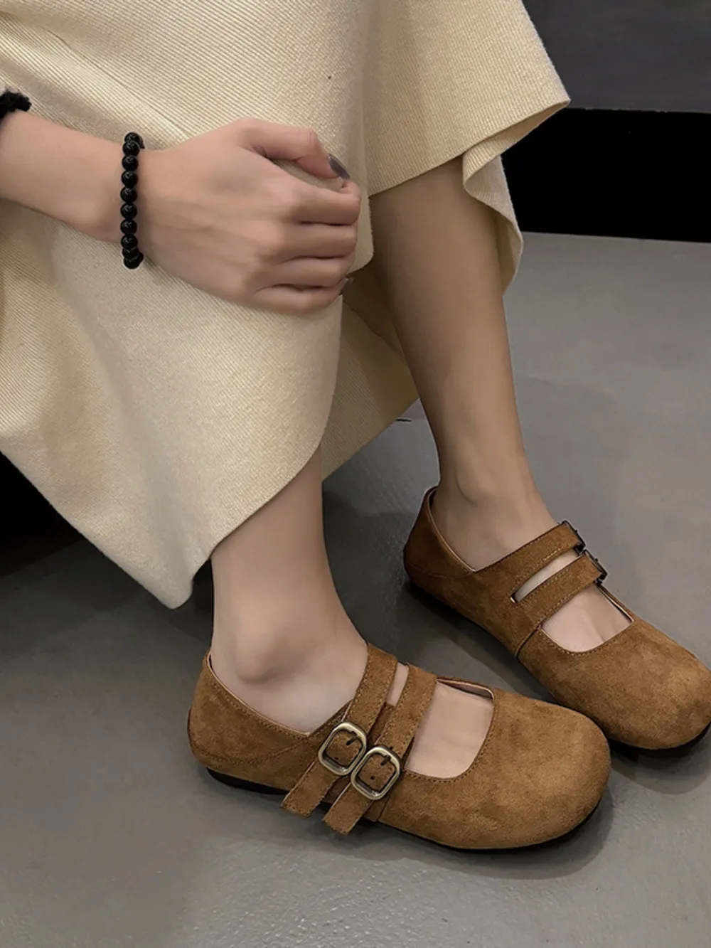 Double Buckle Straps Round Toe Slip-Ons, image 3