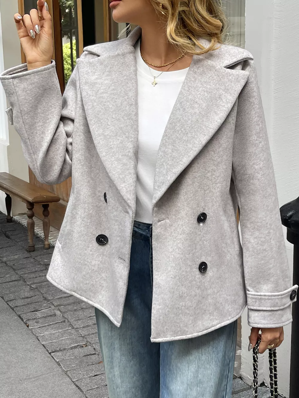 Wool Blend Double-Breasted Jacket, image 3