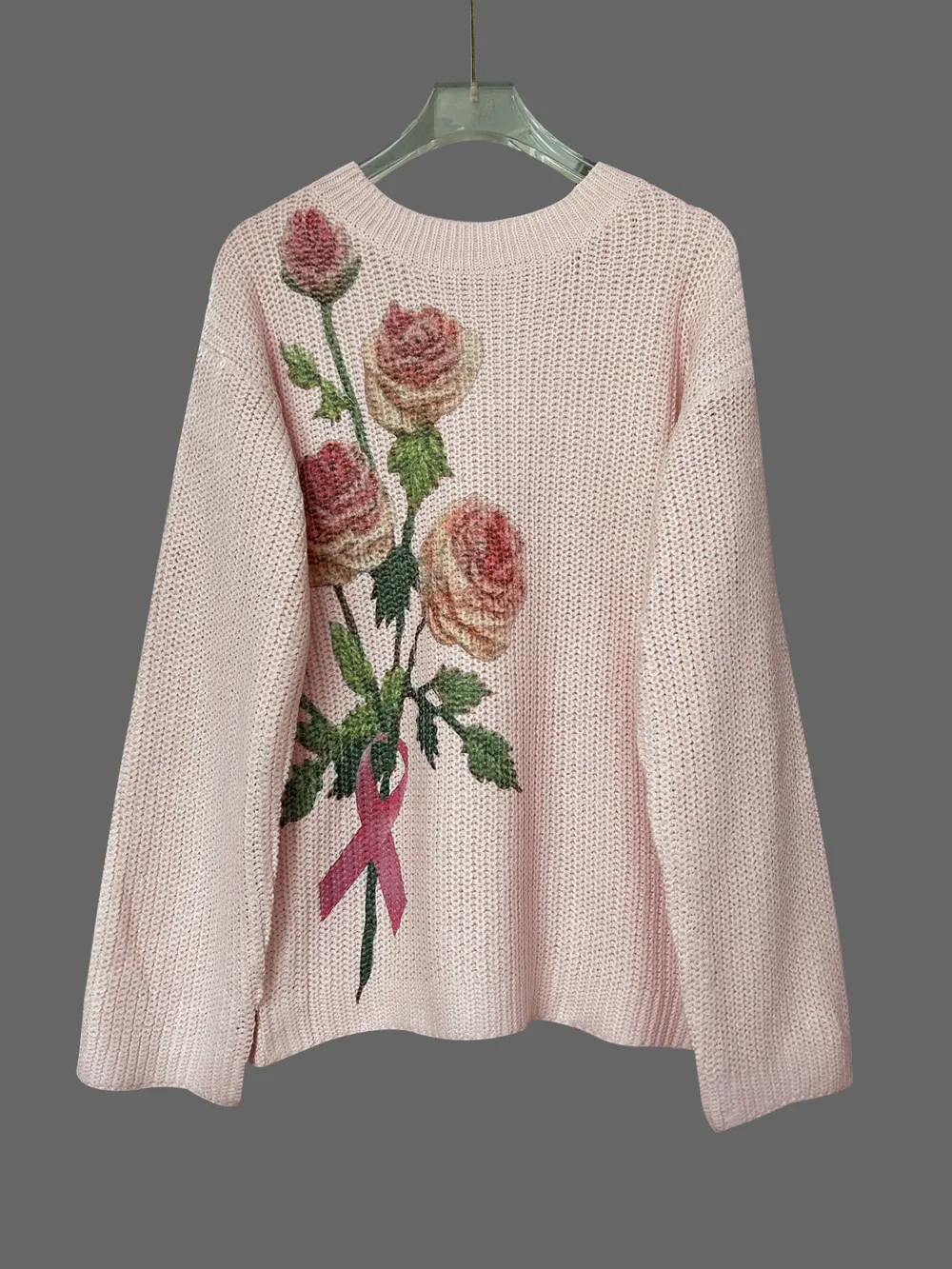 Flower Round Neck Long Sleeve Sweater, image 3
