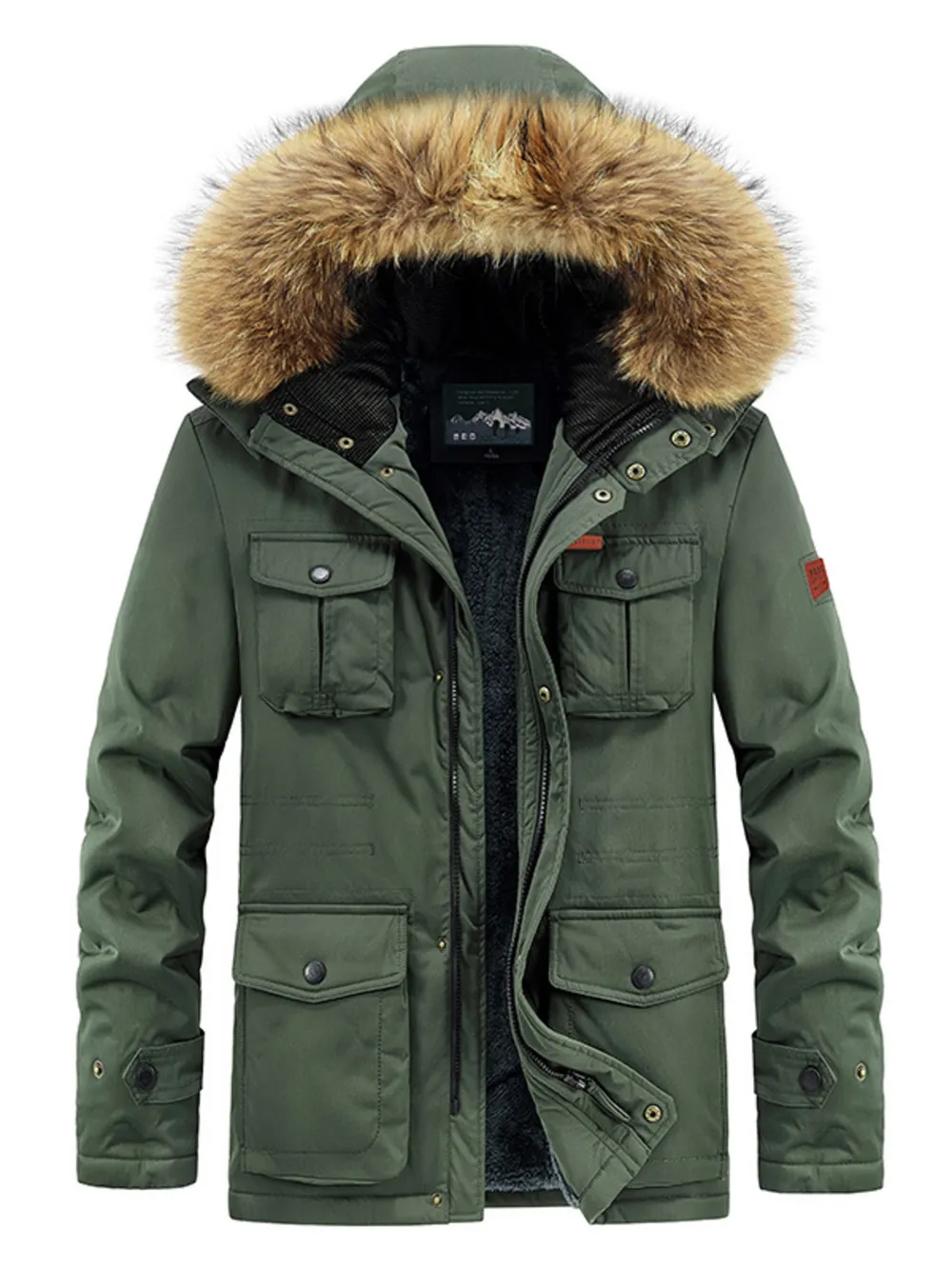 Men's Plus Size Fur Hooded Warm Winter Coat