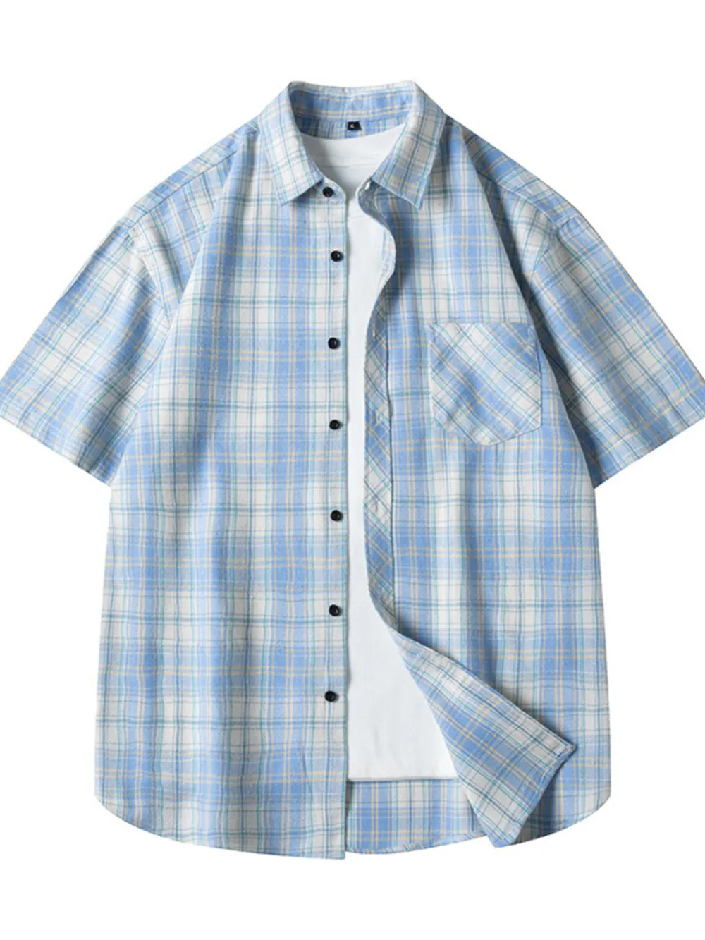Men's Plus Size Casual Plaid Short Sleeve Shirt, image 2