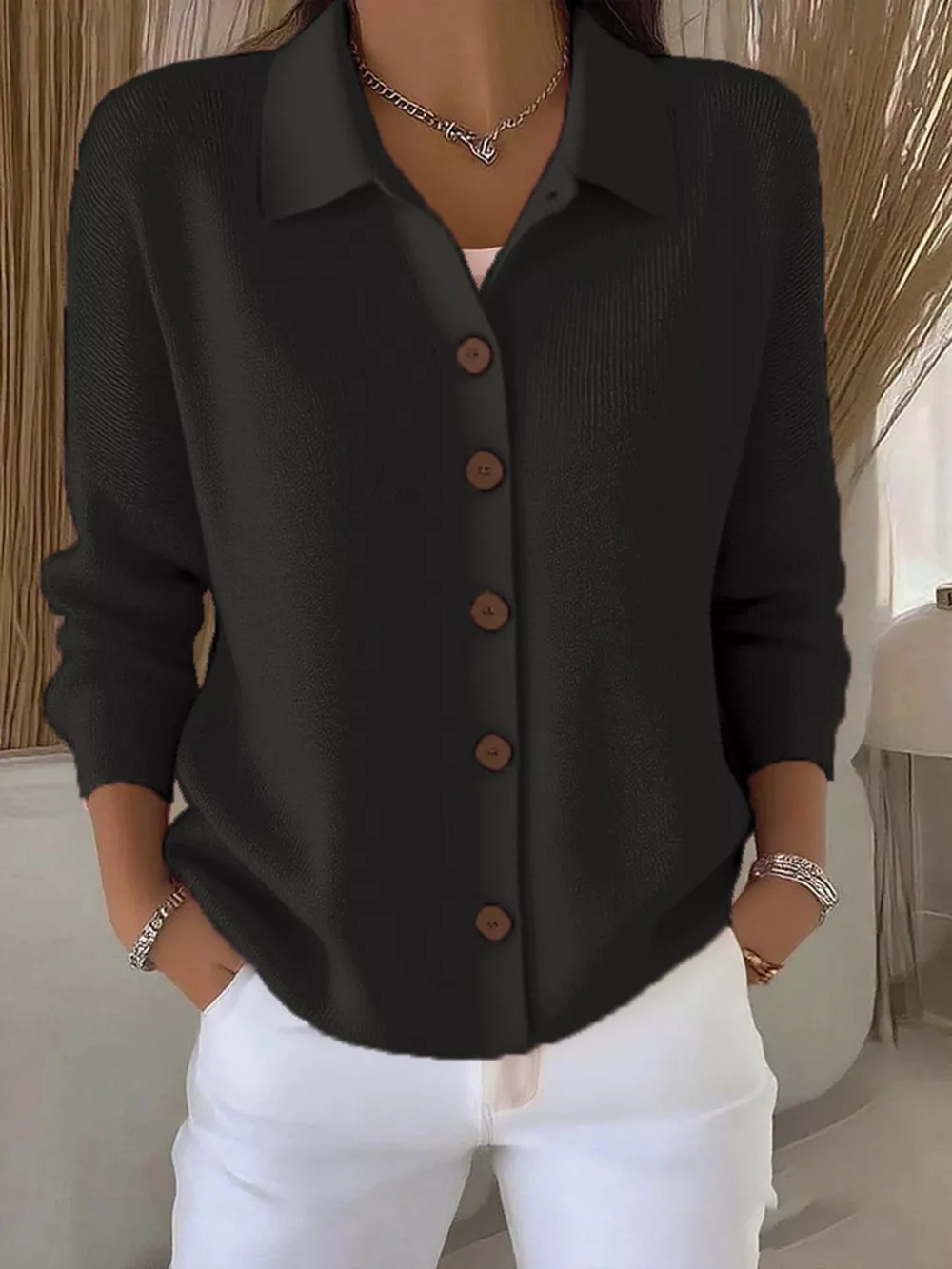 Full Size Button-Down Knit Cardigan Plus Size, image 20