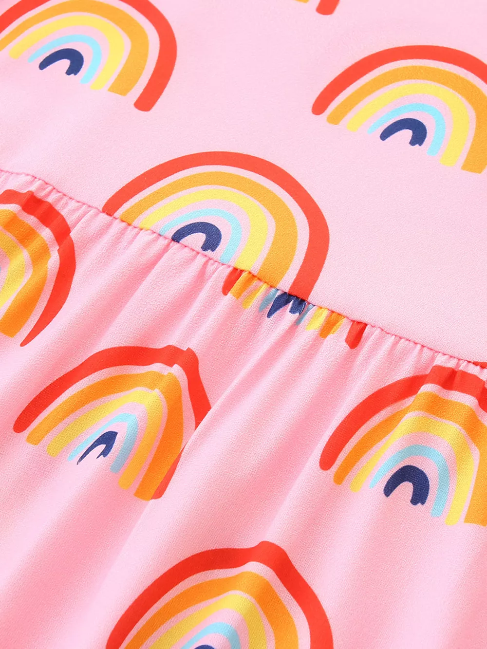 Children's Rainbow Print Short Sleeve Casual Dress, image 4