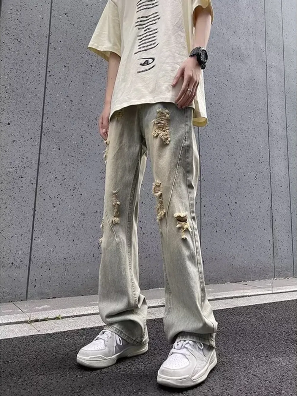 Men's Full Size Ripped Distressed Straight Leg Jeans Plus Size, image 5