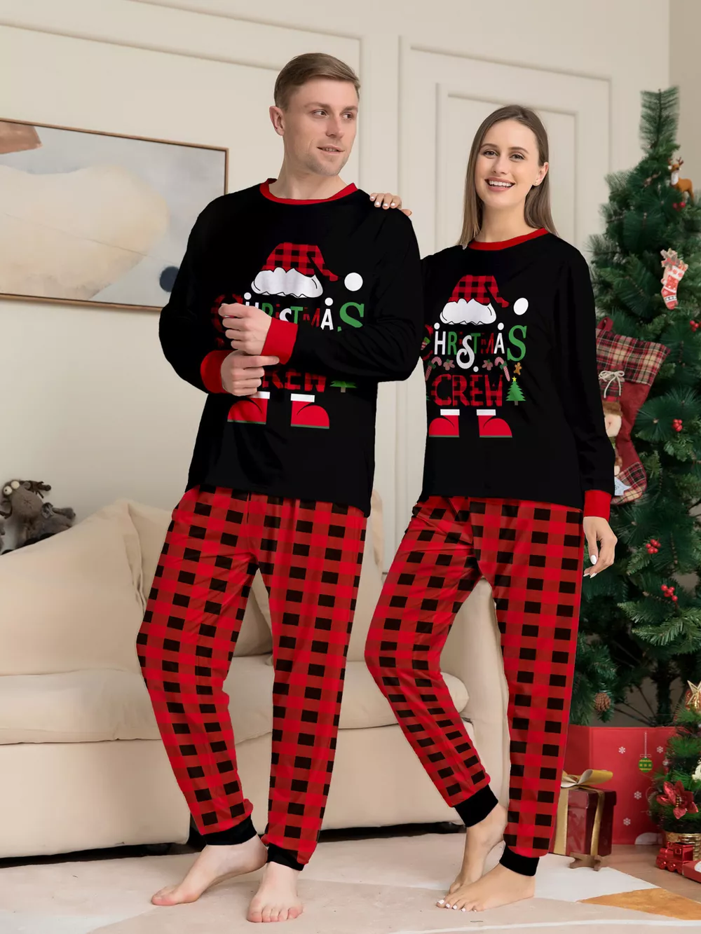 Full Size Matching Family Christmas Pajamas Set with Festive Graphic Plus Size, image 3