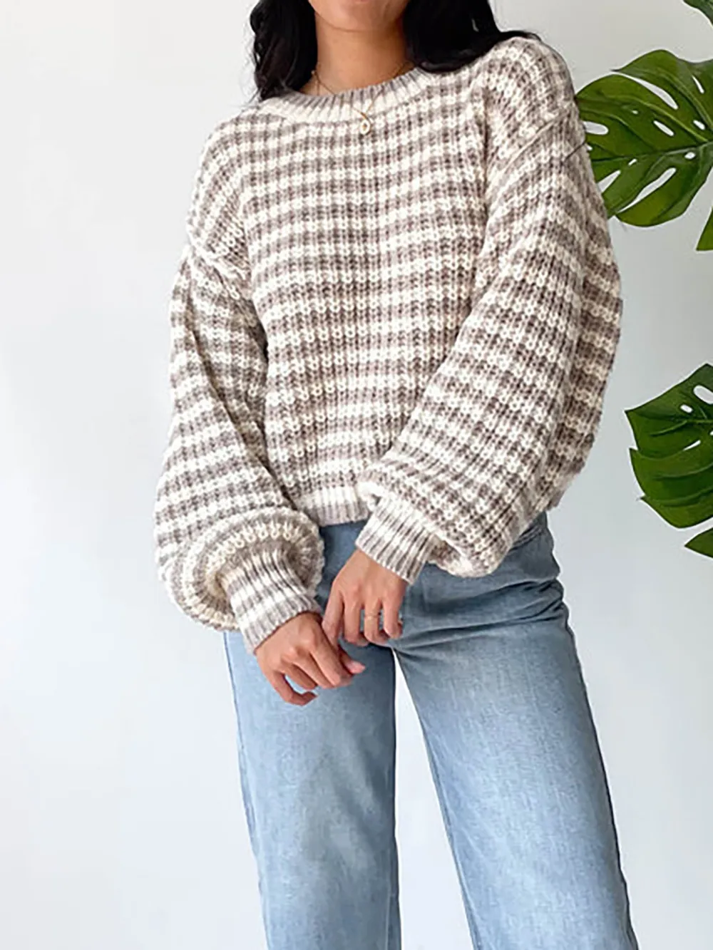 Oversized Striped Drop Shoulder Sweater, image 13
