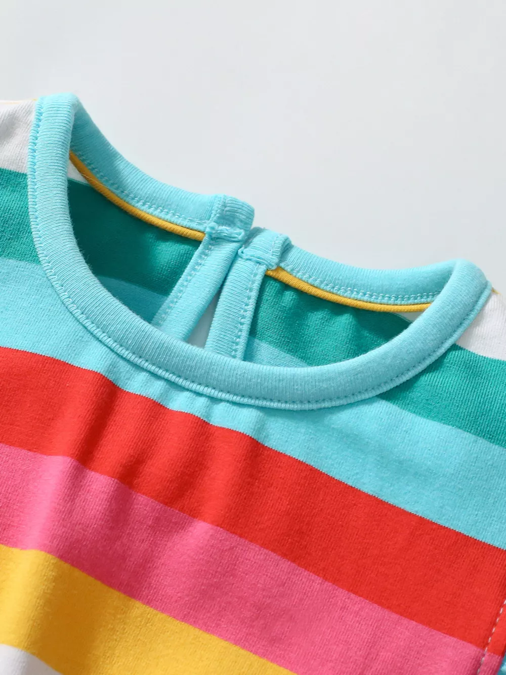 Children's Colorful Striped Ruffle Sleeve Dress, image 5