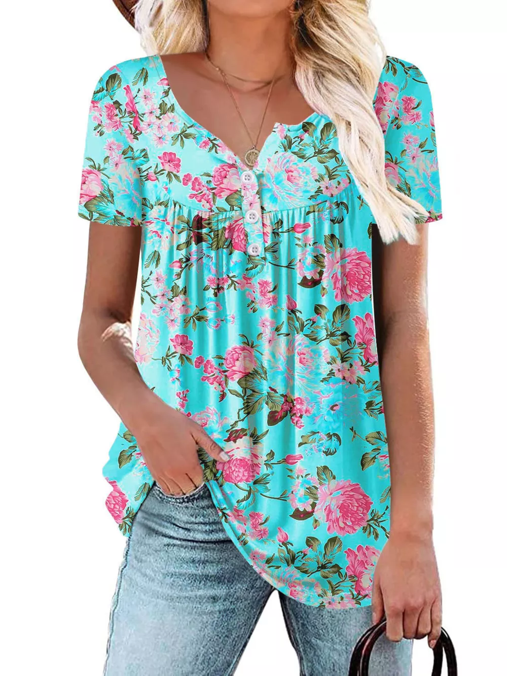 Plus Size Floral Print Short Sleeve T-Shirt, image 7
