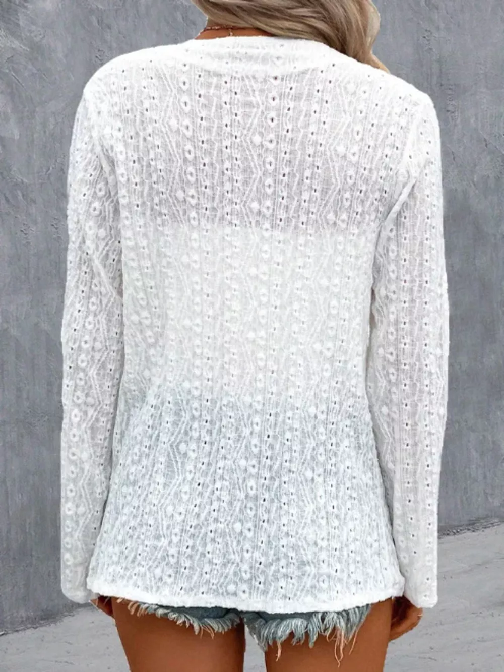 Eyelet Embroidered Open Front Cardigan, image 3