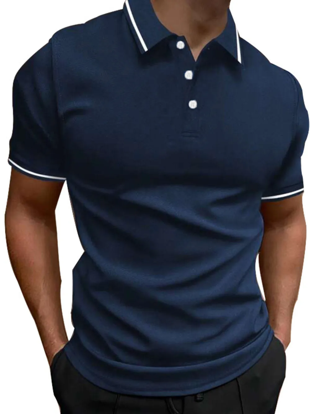 Men's Full Size Button Detail Short Sleeve Polo Plus Size, image 5