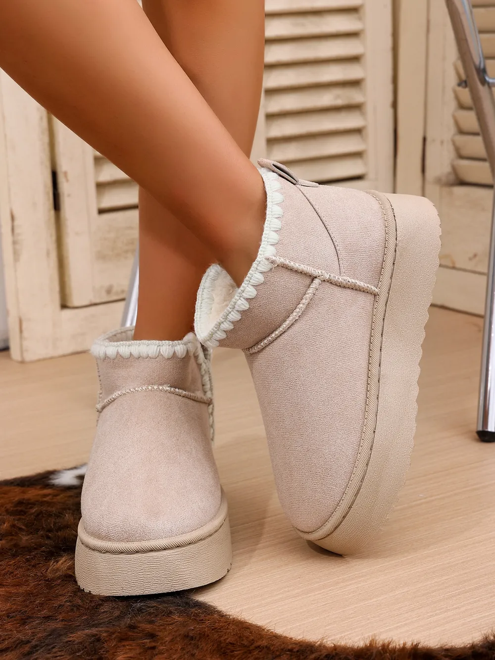 Cozy Winter Ankle Boots with Fluffy Fur Lining, image 5