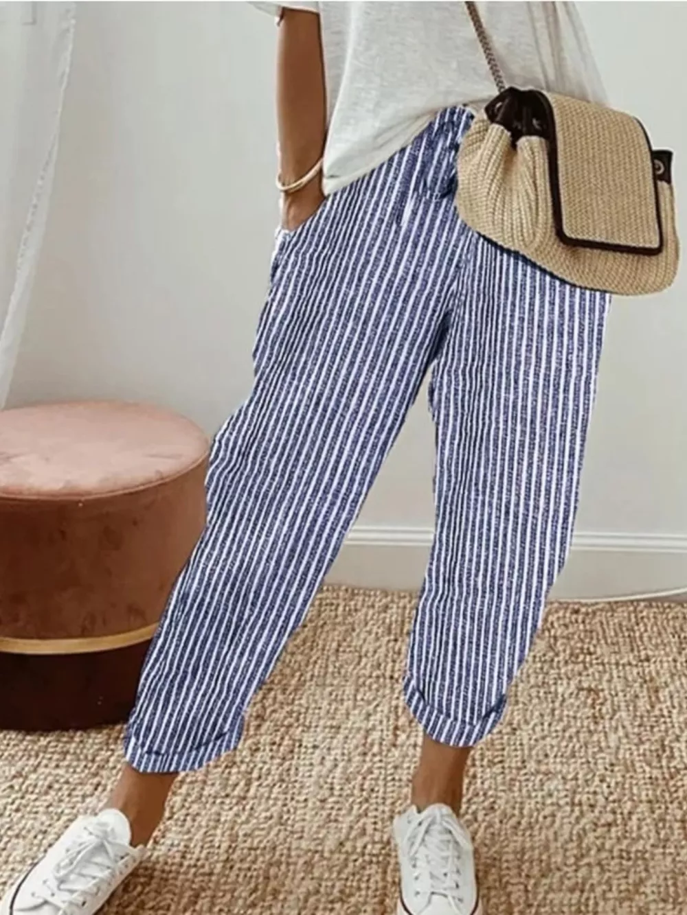 Striped Cropped Pants, image 8