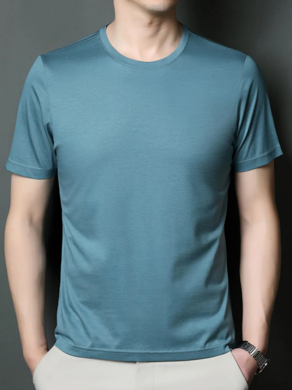 Men's Plus Size Lightweight Breathable Round Neck T-Shirt