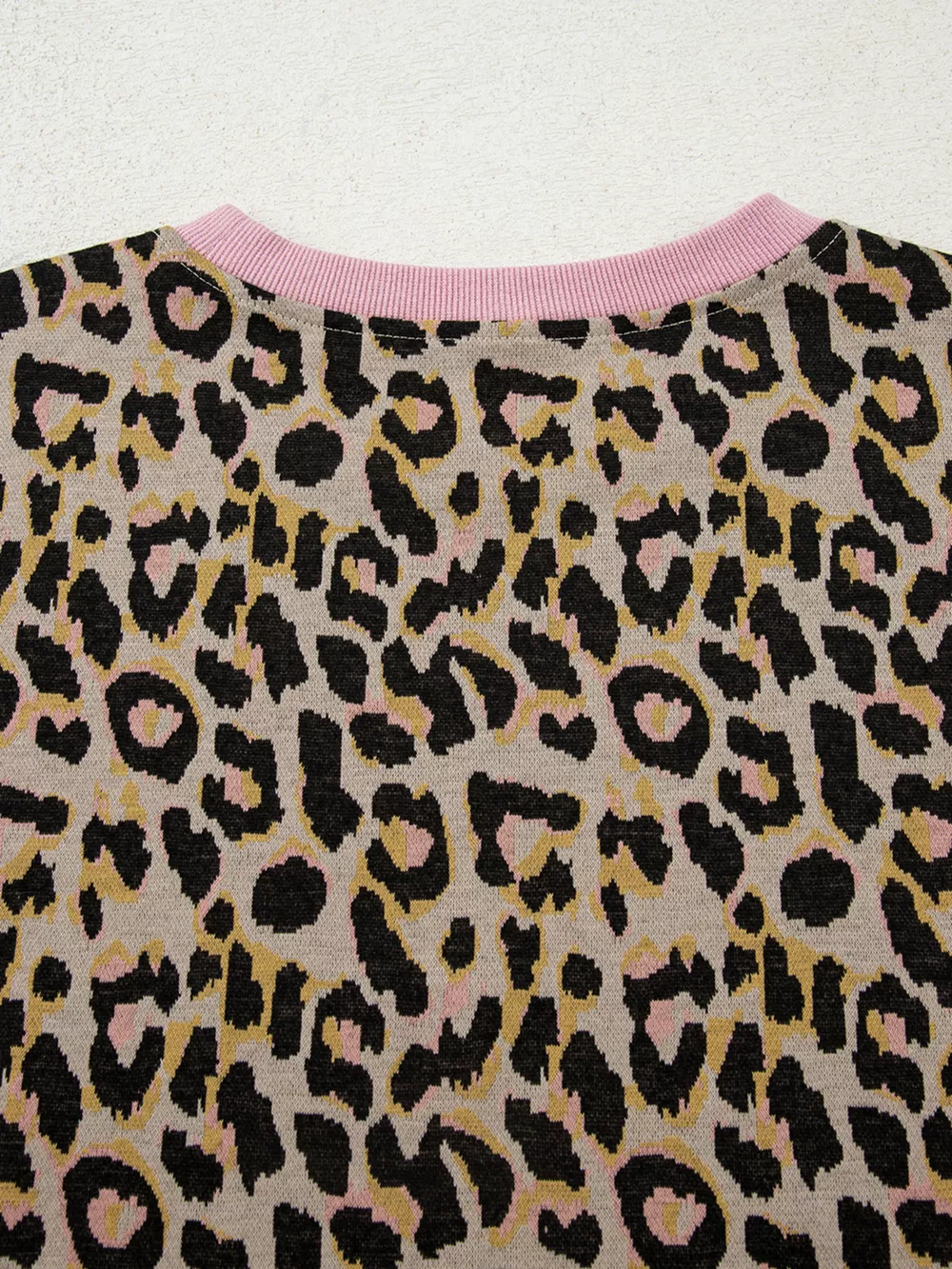 Leopard Print Contrast Edge Long Sleeve Pullover Shorts Set, image 9