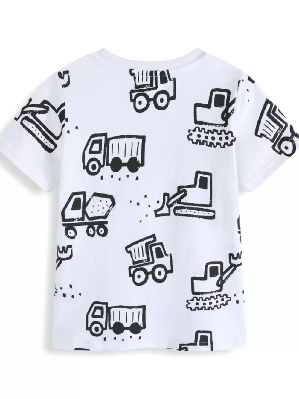 Children's Construction Vehicle Print Crew Neck Short Sleeve T-Shirt, image 4