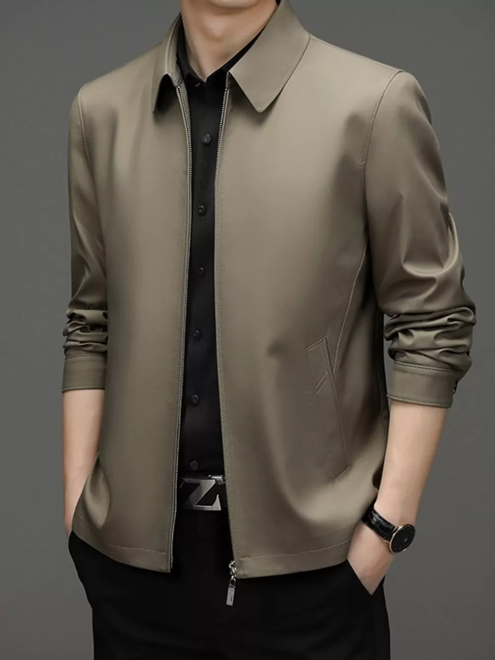 Men's Plus Size Zip Up Long Sleeve Jacket, image 6