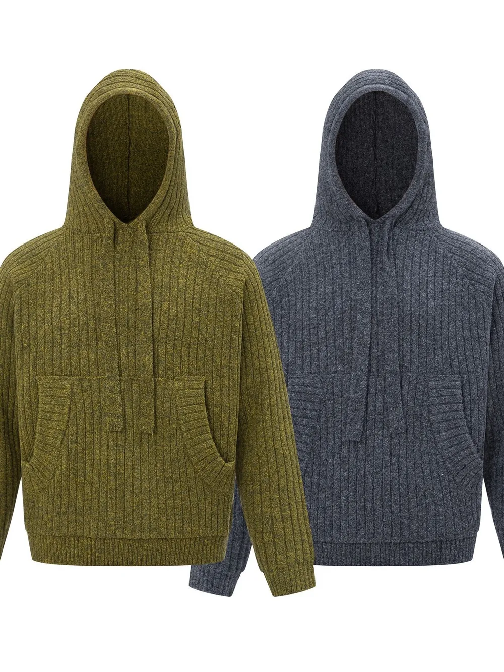 Men's Drawstring Ribbed Hooded Sweater, image 3