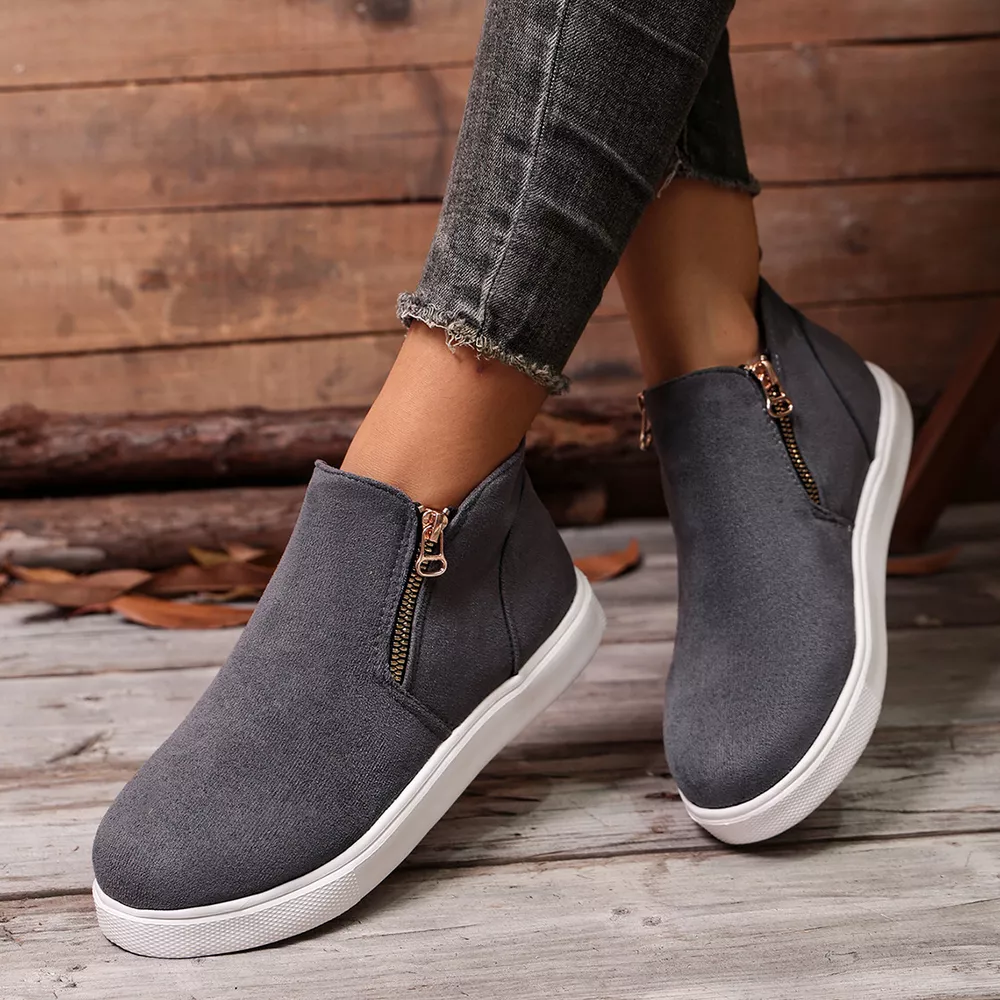 Side Zipper Flat Sneakers, image 7
