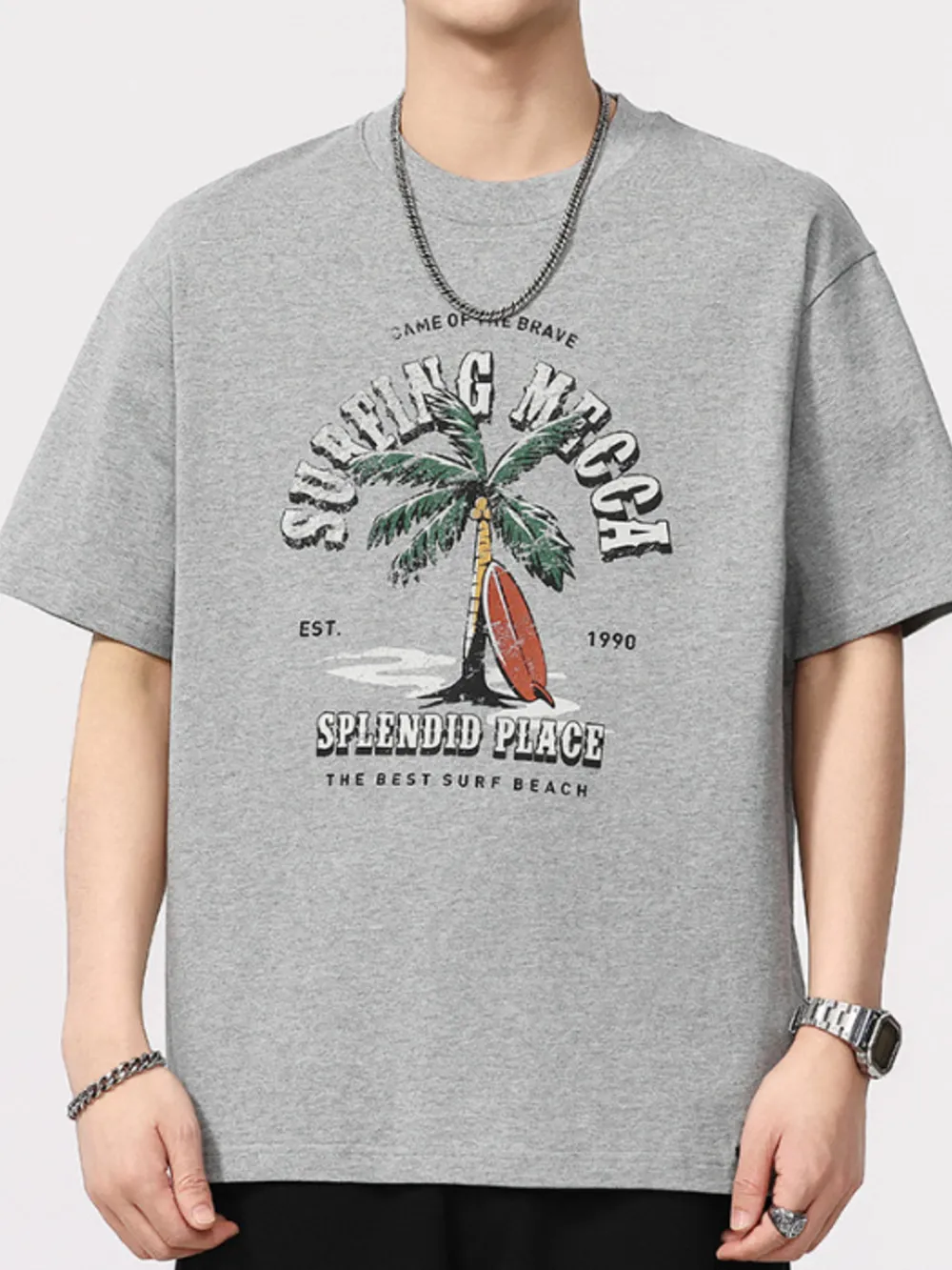 Men's Plus Size Graphic Round Neck Short Sleeve T-Shirt