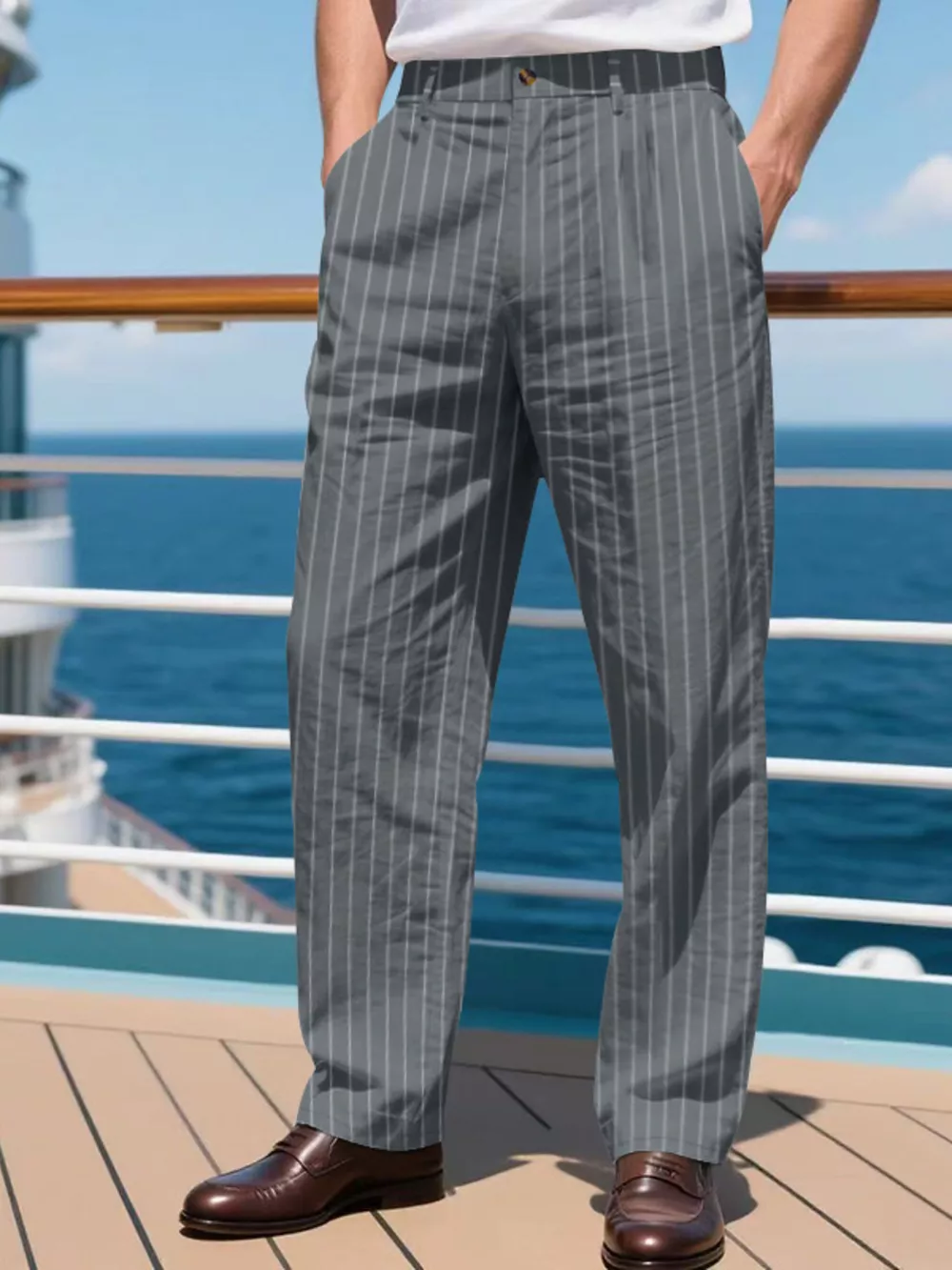Men's Full Size Striped Wide Leg Pant Plus Size, image 12