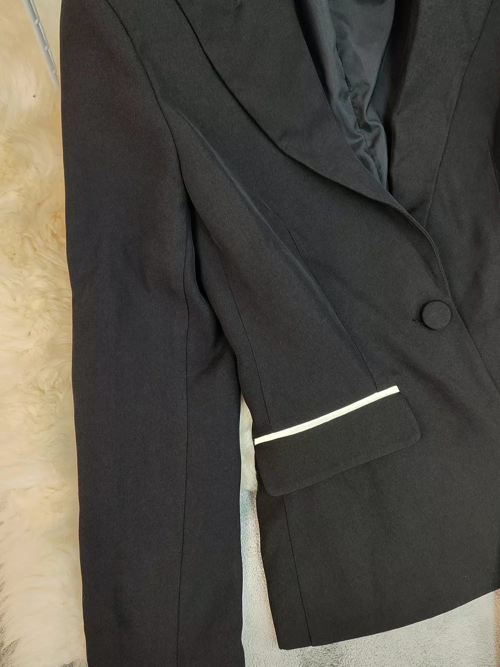 Contrast Trim Blazer & Wide Leg Pants Set, image 8