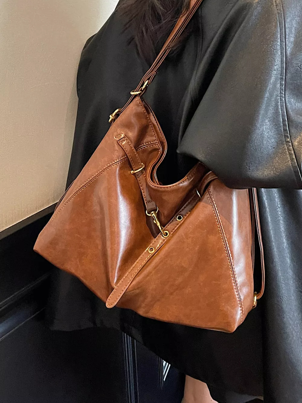 Vintage Style Leather Crossbody Bag, image 3