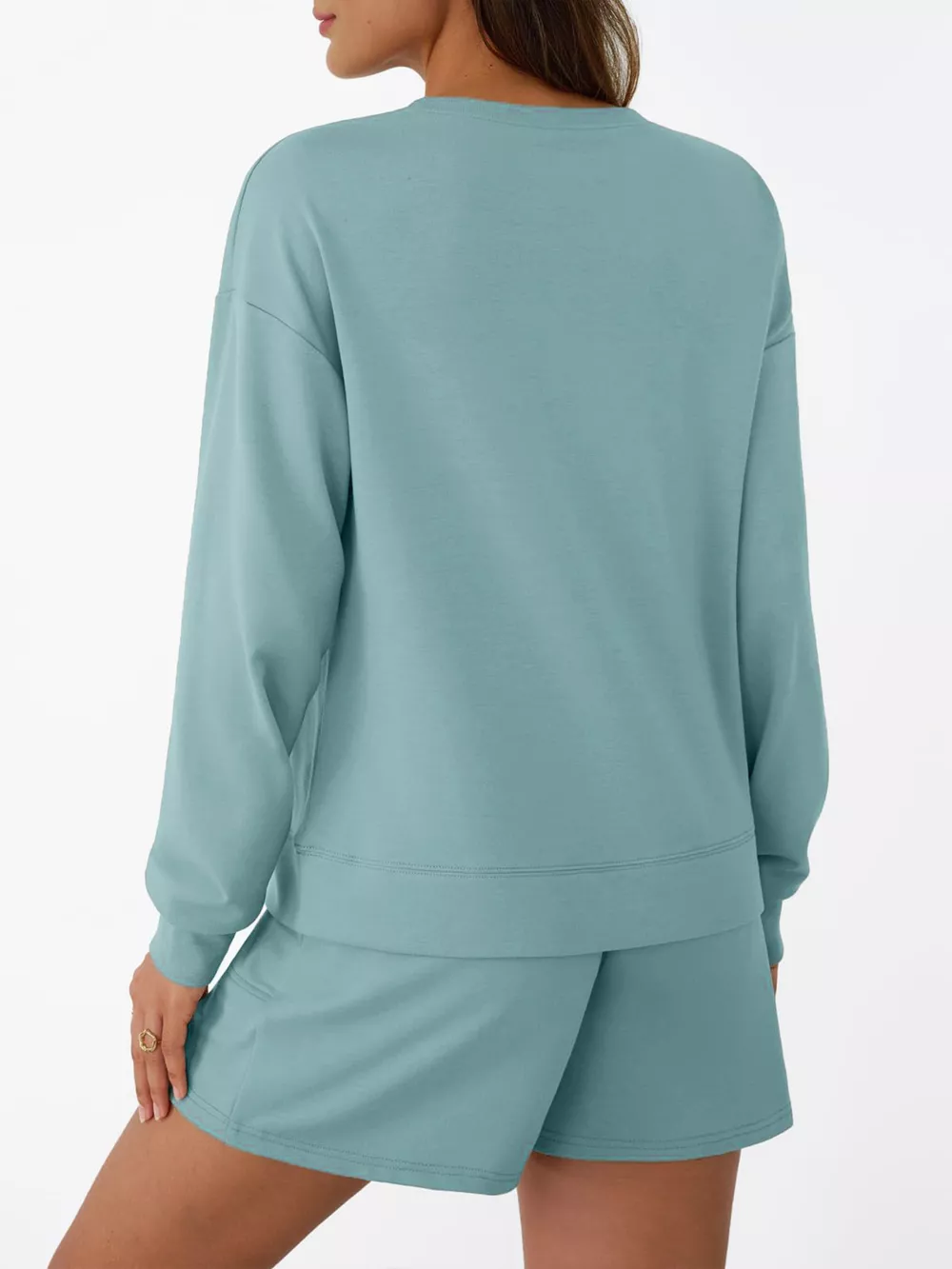 Round Neck Long Sleeve Top and Shorts Set, image 14