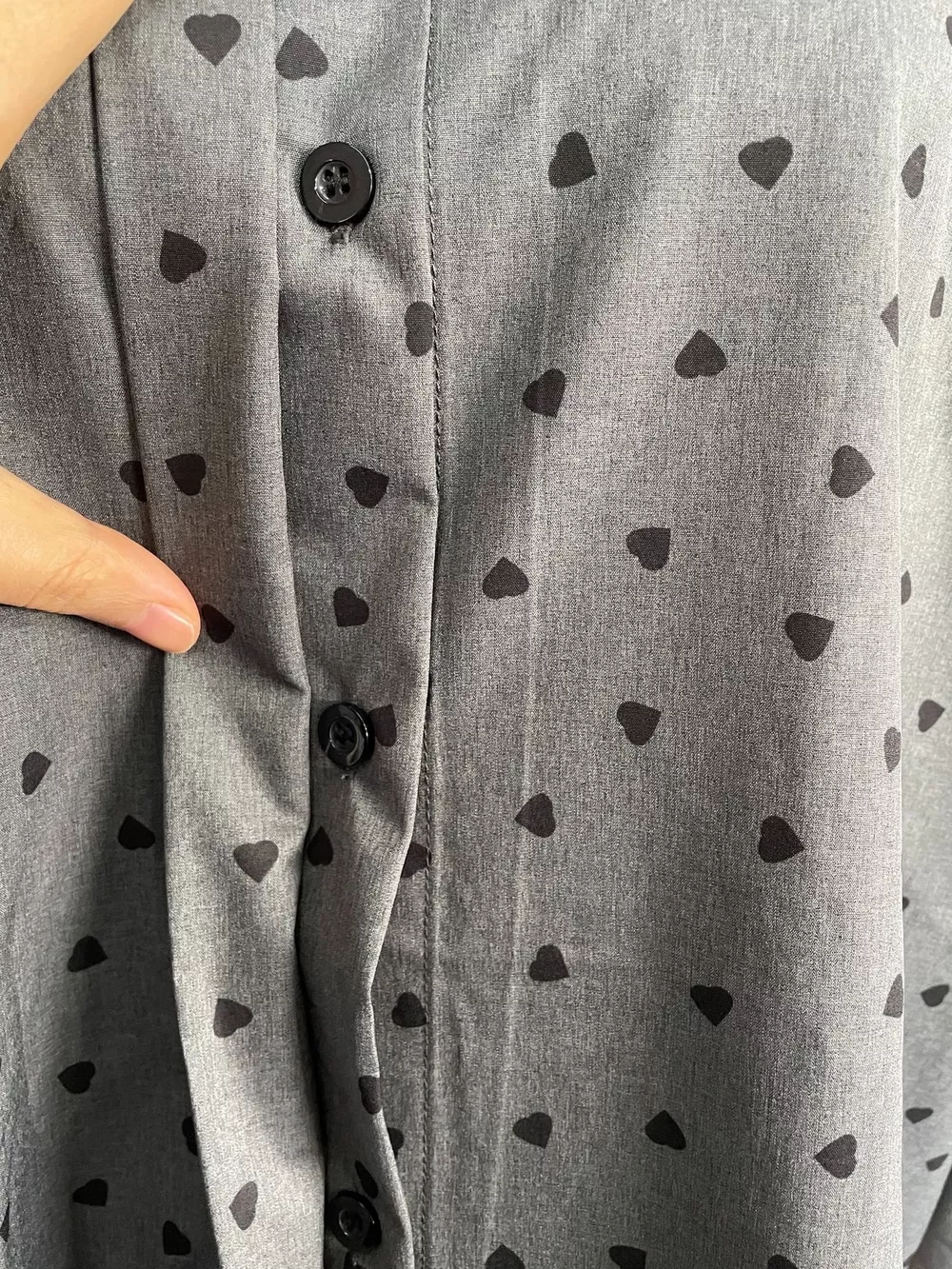 Heart Print Button Up Flounce Sleeve Shirt, image 7