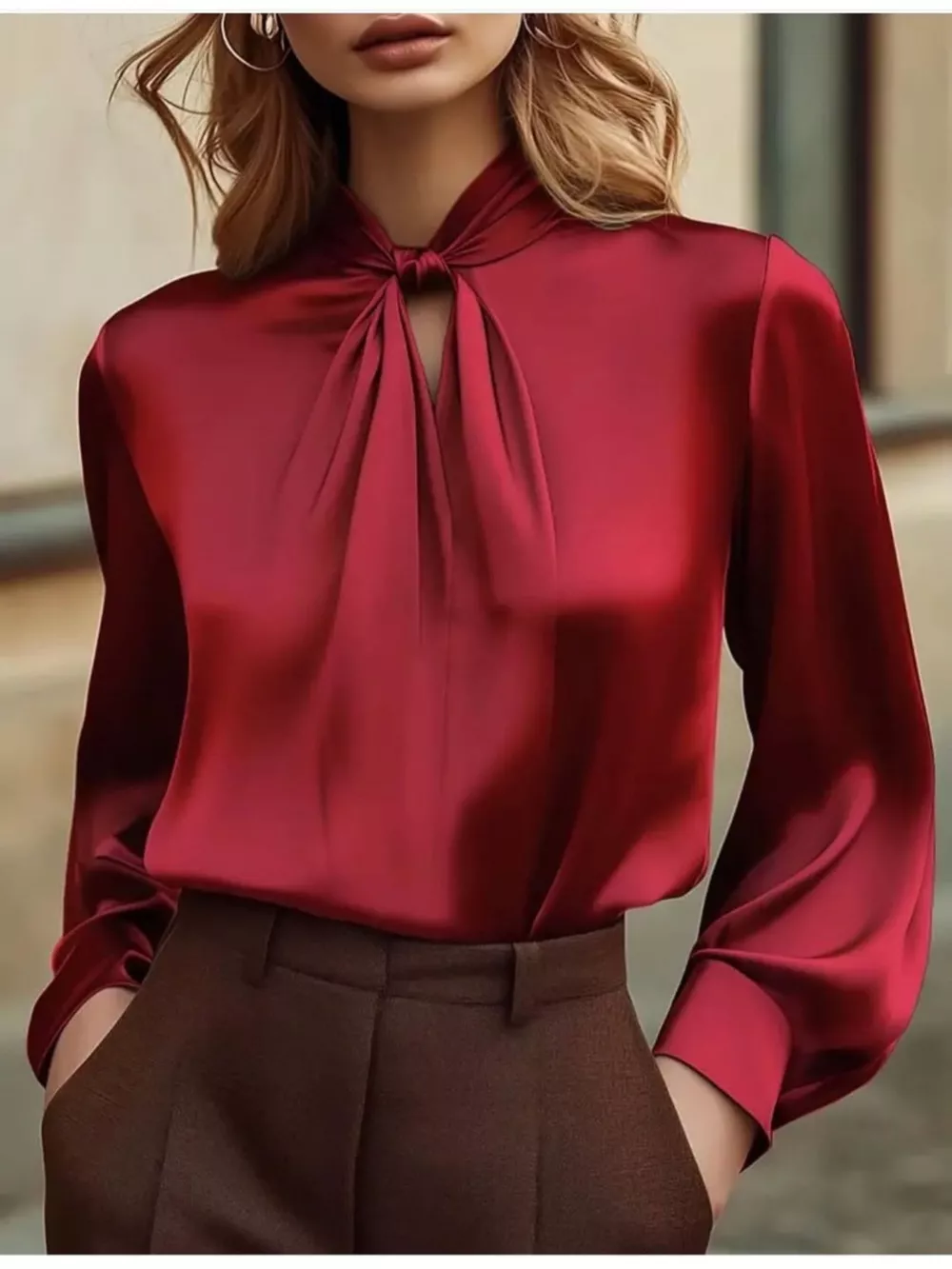 Satin Cutout Front Blouse, image 8