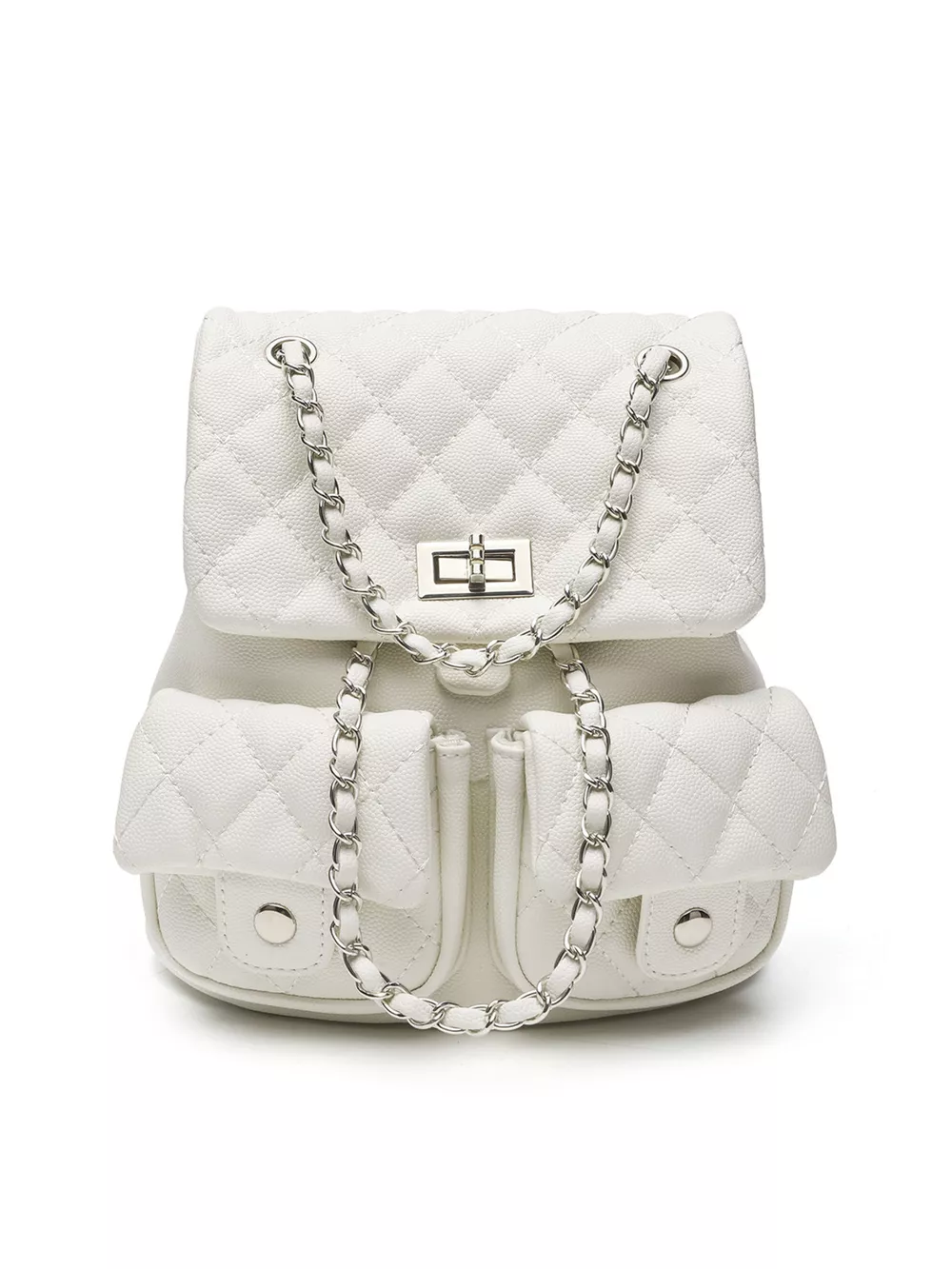 Quilted Chain Strap Backpack Bag, image 5