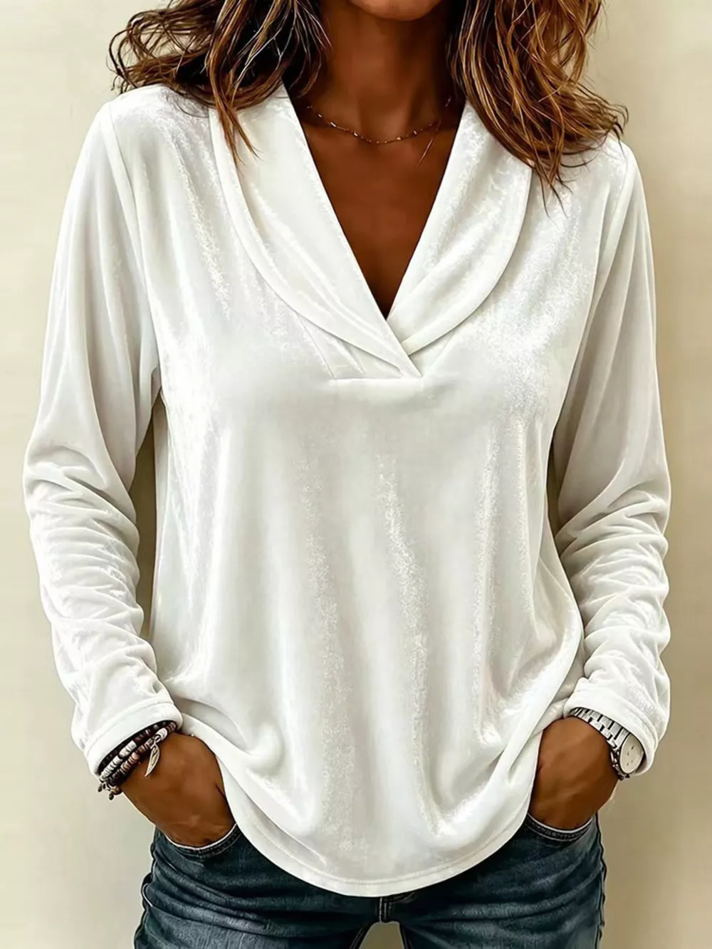 Full Size Velvet Long Sleeve T-Shirt Plus Size, image 11