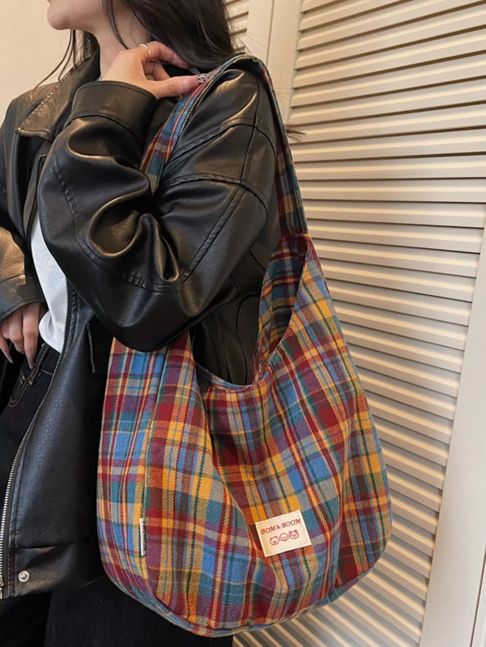 Lightweight Plaid Casual Handbag, image 2