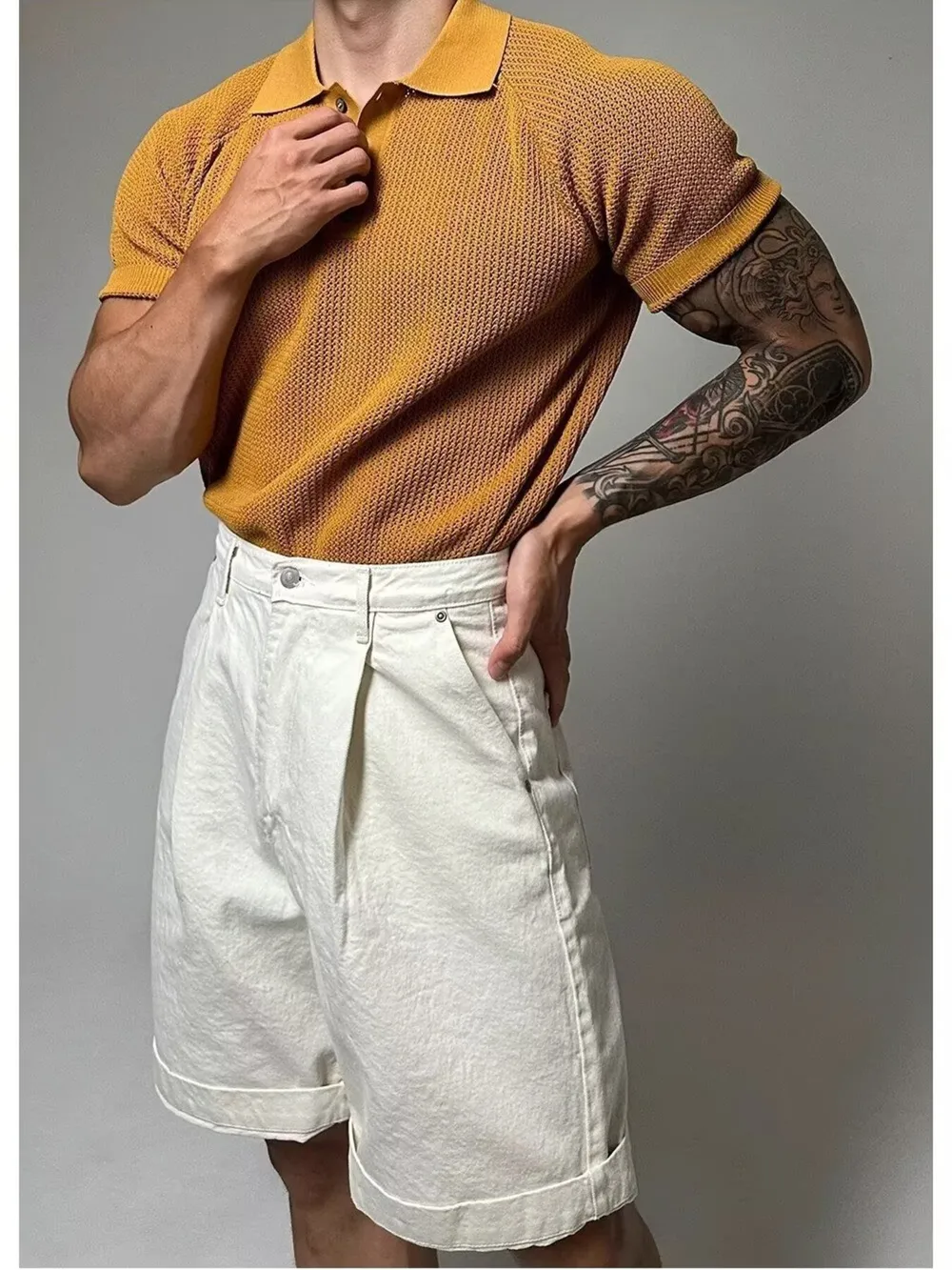 Men's Full Size Textured Knit Short Sleeve Polo Plus Size, image 11