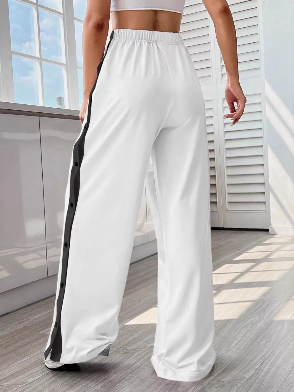 Two-Tone Side Snap Wide Leg Pants, image 12