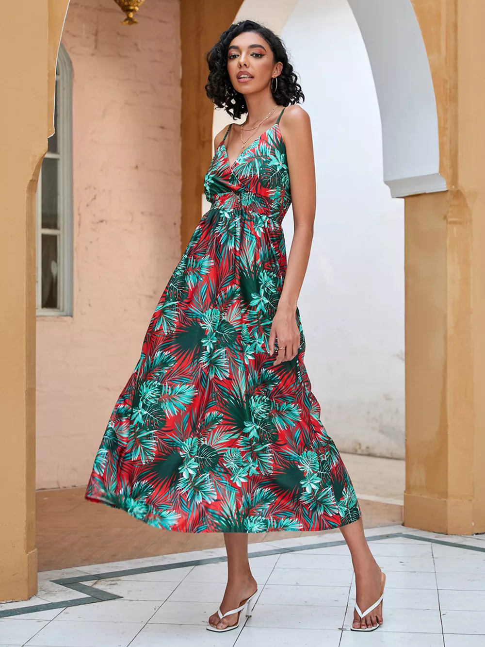 Floral Print Spaghetti Strap Midi Dress, image 13
