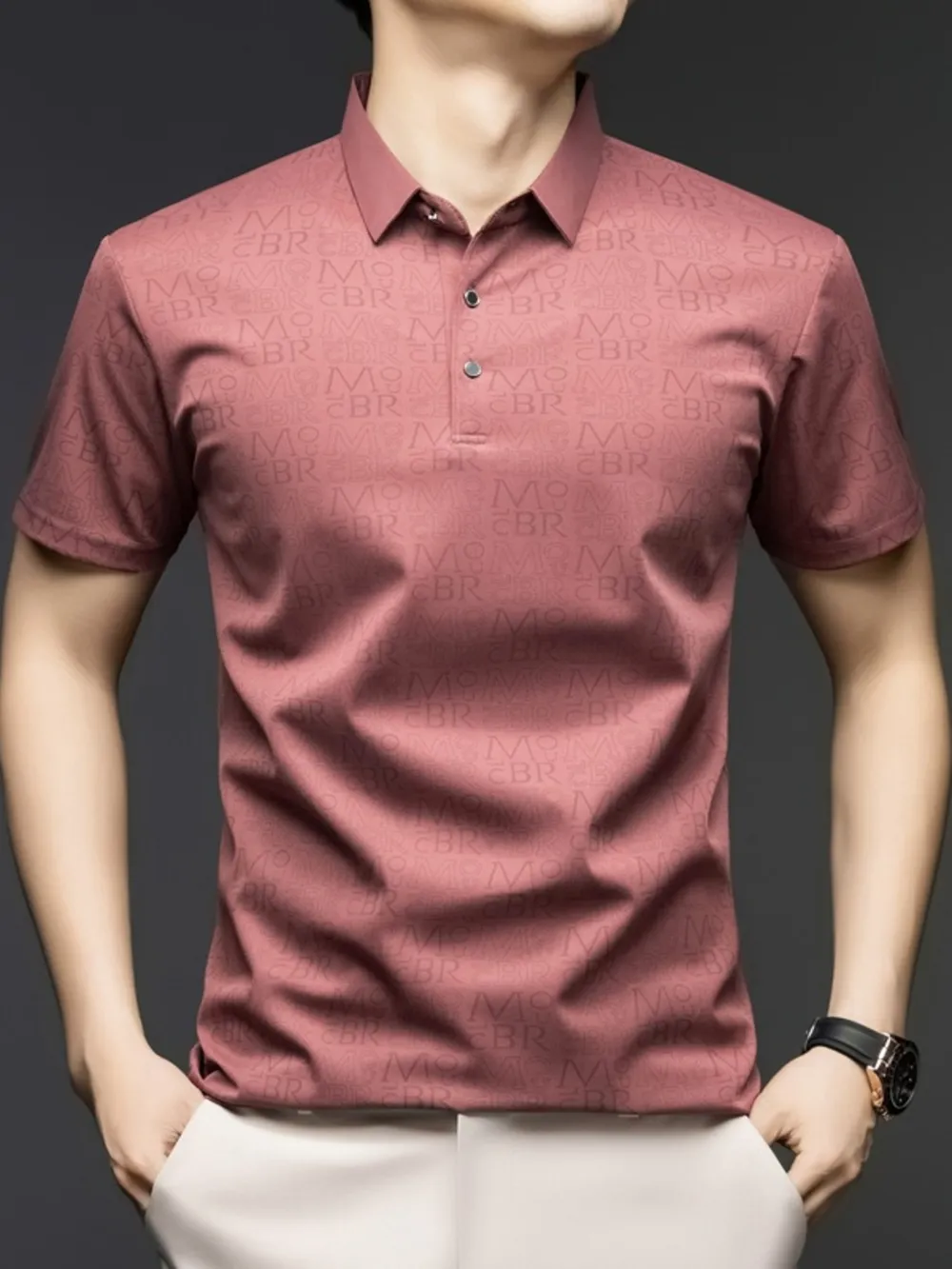 Men's Plus Size Button Detail Short Sleeve Polo, image 3