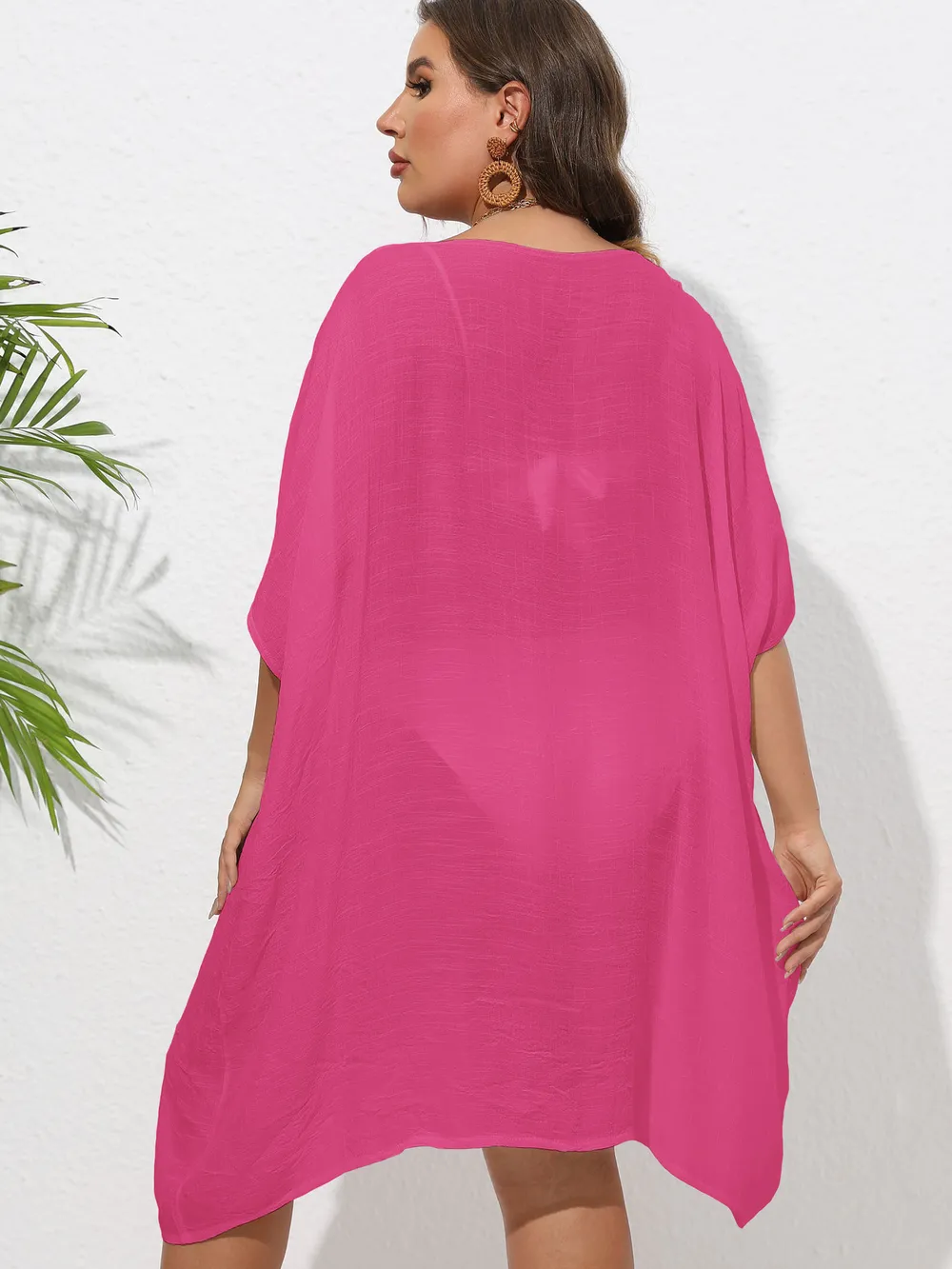 Crochet Trim V-Neck Beach Cover Up Dress, image 42