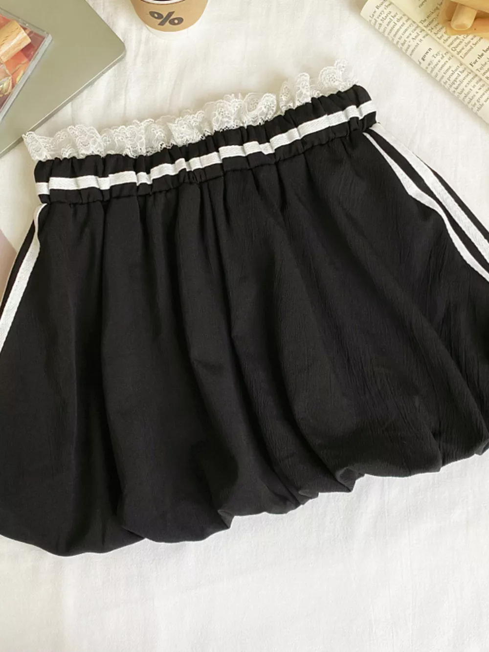 Lace Trim Elastic Waist Mini Skirt, image 6