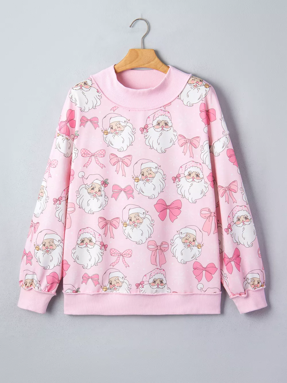Abstract Santa Print Drop Shoulder High Neck Sweatshirt, image 3