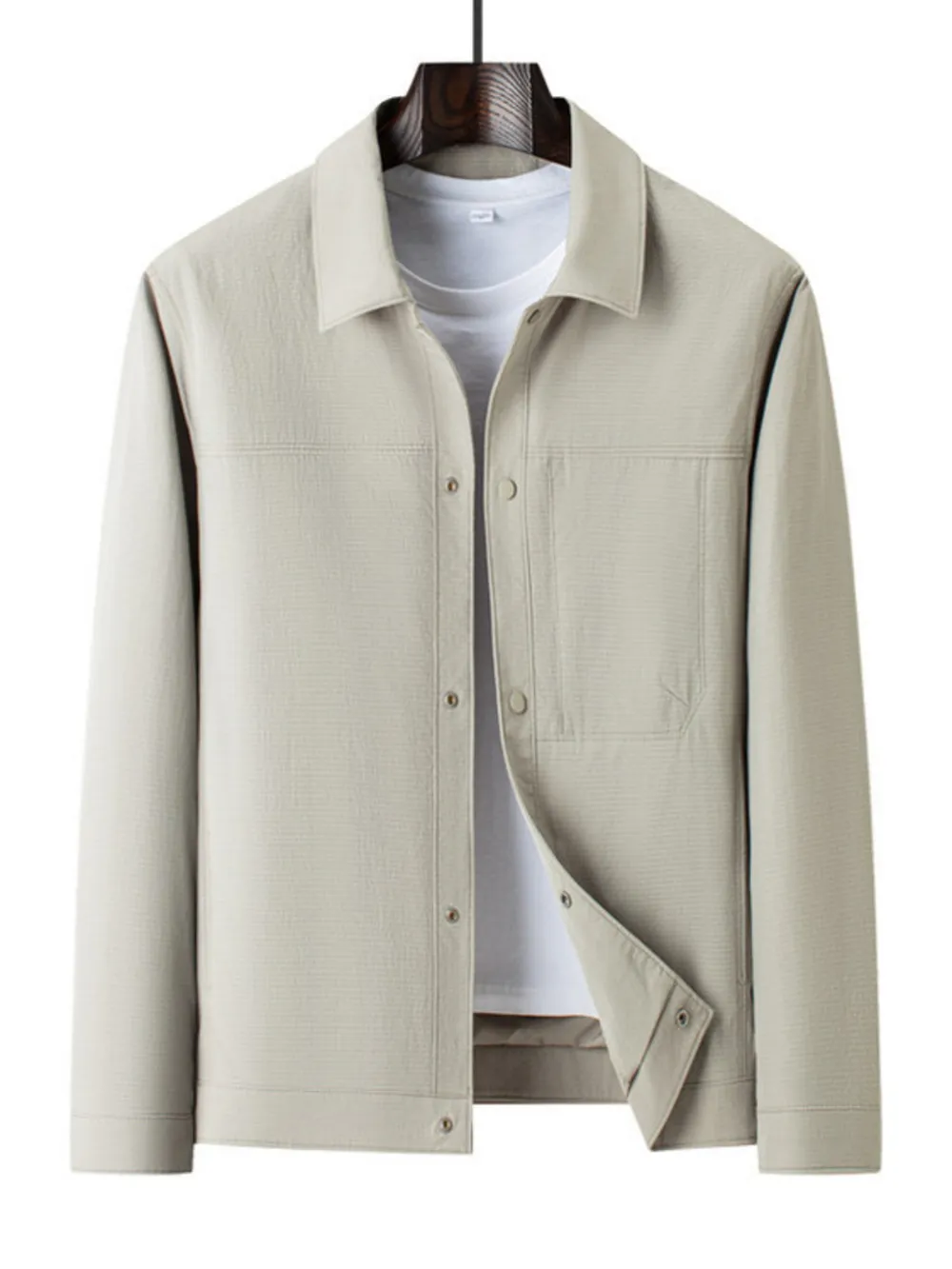 Men's Plus Size Button Up Long Sleeve Jacket, image 2