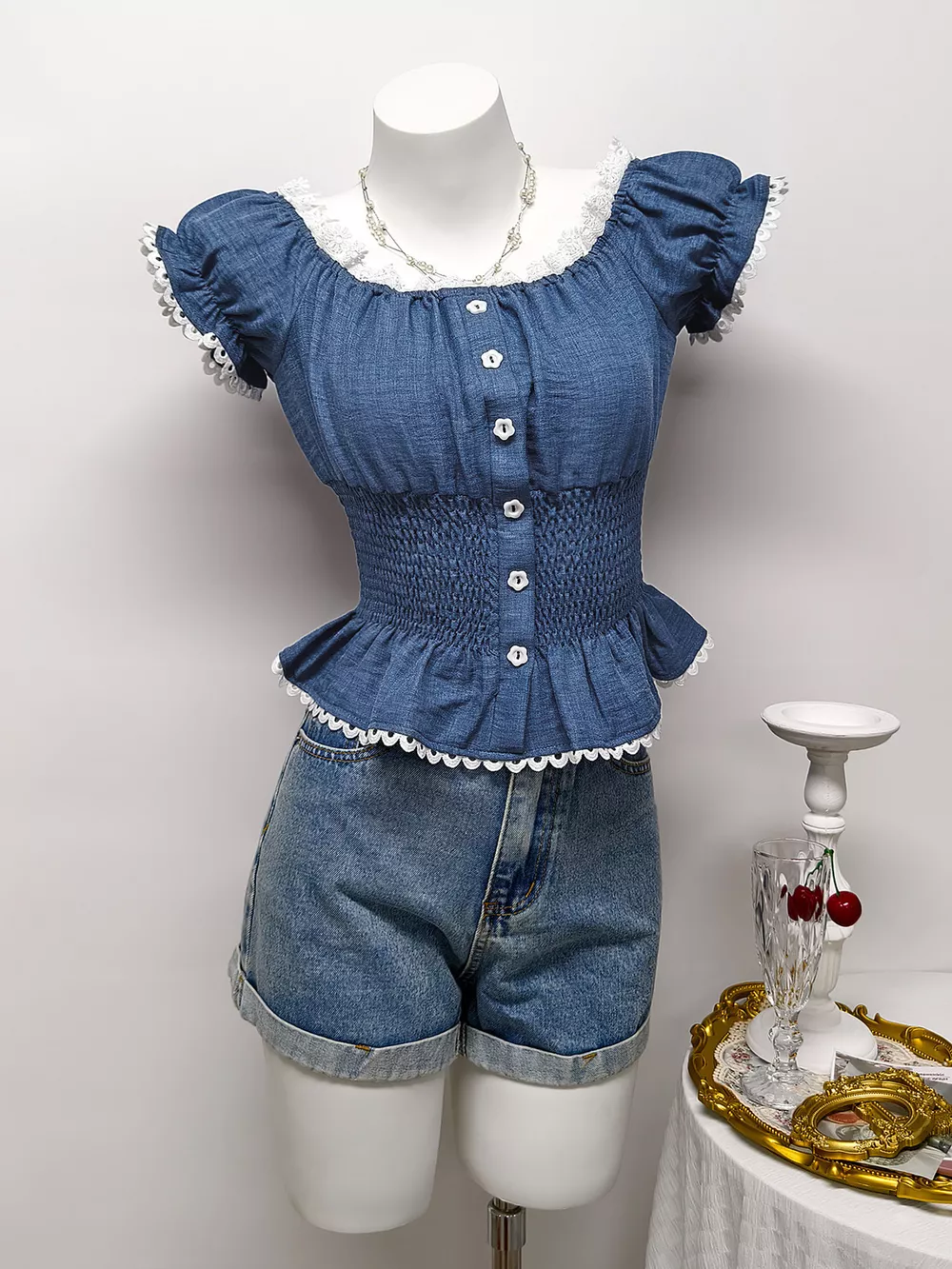 Smocked Short Sleeve Blouse, image 5