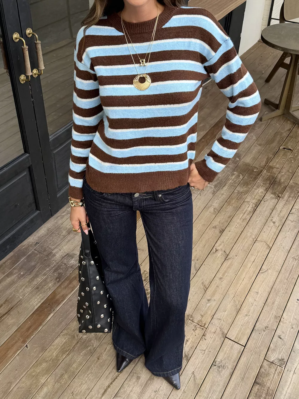 Striped Crew Neck Knit Sweater, image 5