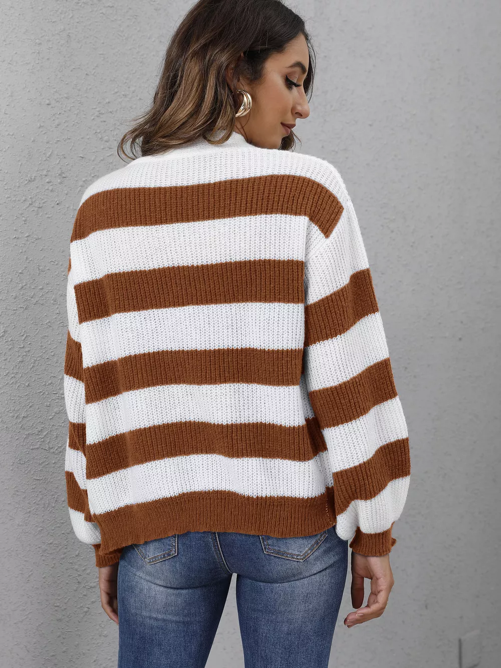 Striped Button-Up Long Sleeve Cardigan, image 8