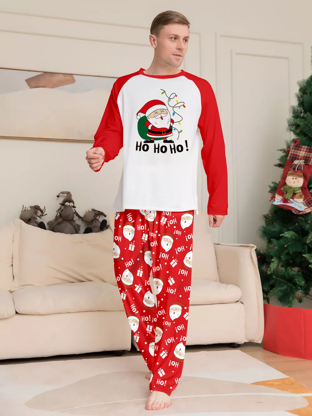Full Size Matching Family Christmas Santa Claus Pajamas Set Plus Size, image 7