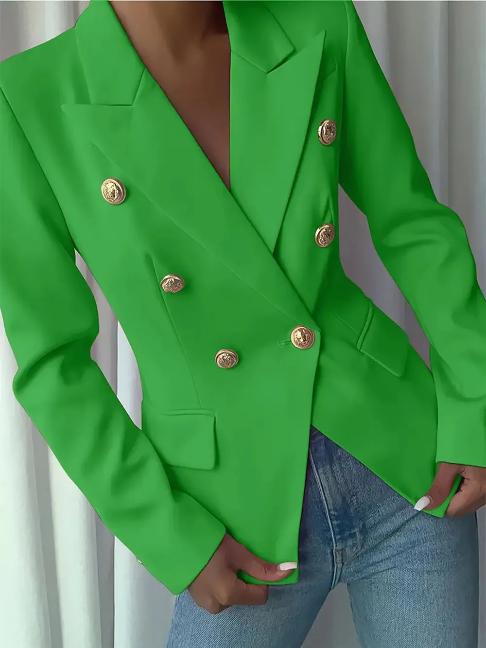Decor Button Lapel Collar Blazer, image 28