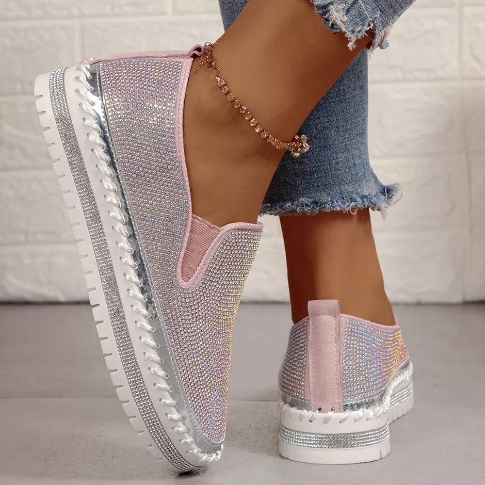 Rhinestone Round Toe Platform Loafers, image 12