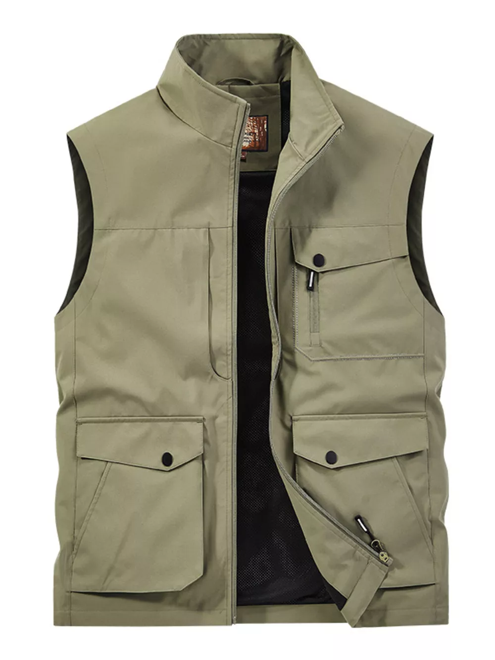 Men's Plus Size Zip Up Multi-Pocket Outdoor Vest, image 2
