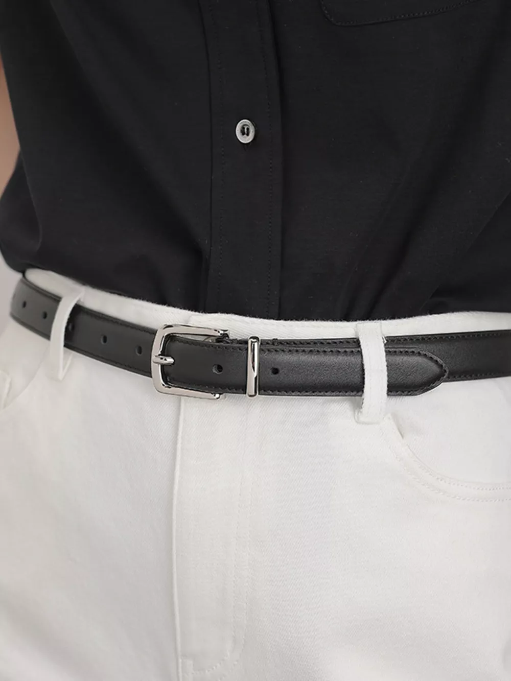 Classic Leather Skinny Belt, image 2