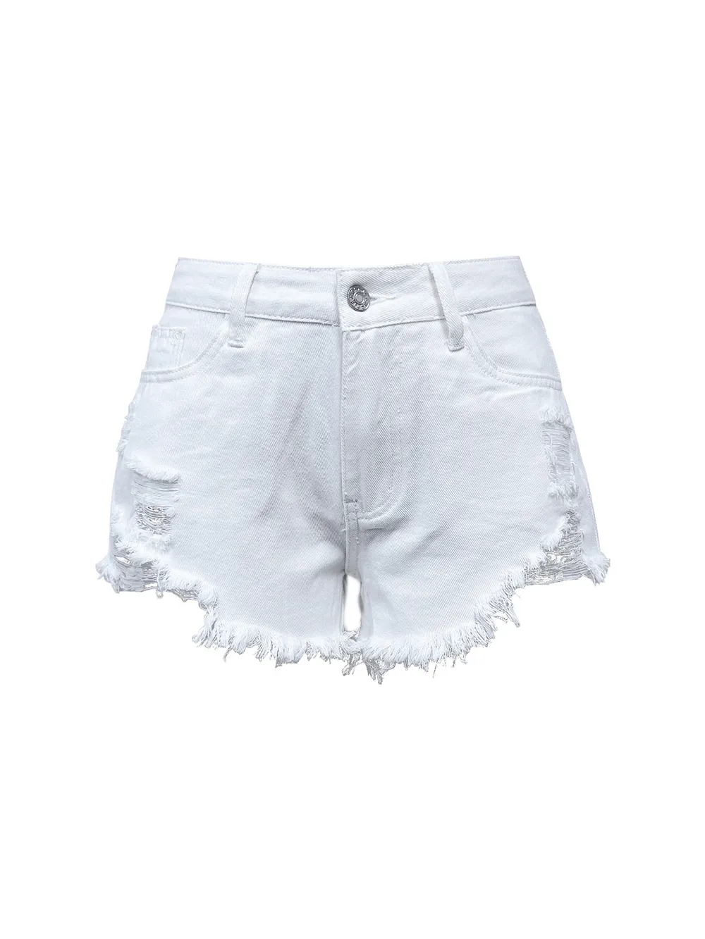 Raw Hem High Waist Denim Shorts, image 6
