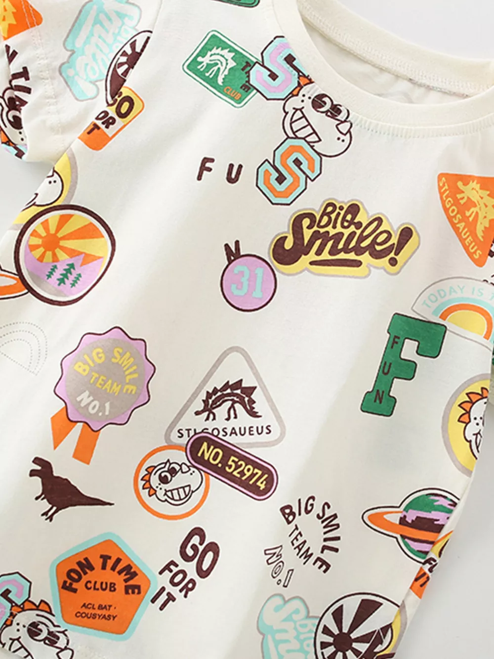 Children's Dinosaur Patch Graphic Tee and Shorts Set, image 4